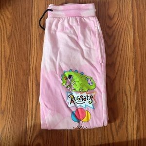 Rugrats sweatpants, pink tie dye cartoon sweats in a size small
